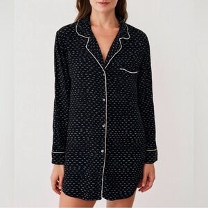 Eberjey Intimates Gisele Sleepshirt Nightgown in Black & White Stripe Dots